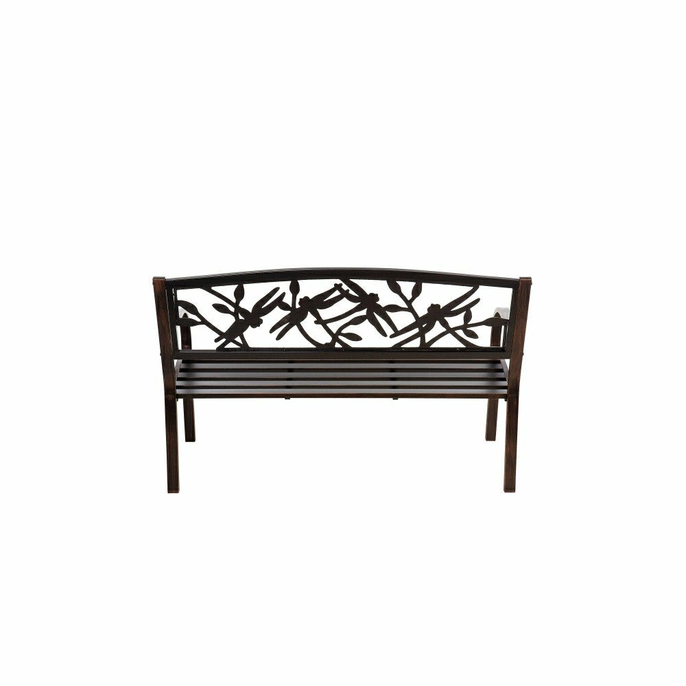 Plow & Hearth Dragonfly Metal Garden Bench, Bronze
