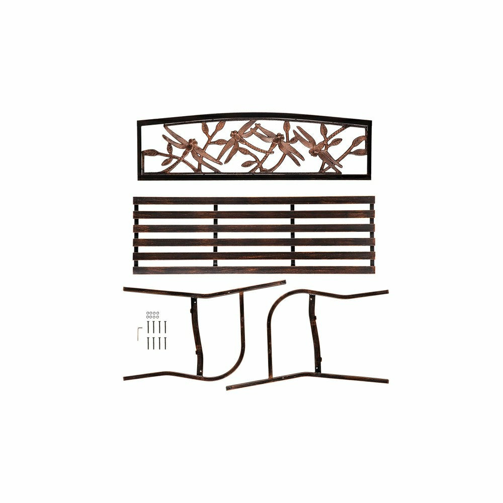 Plow & Hearth Dragonfly Metal Garden Bench, Bronze