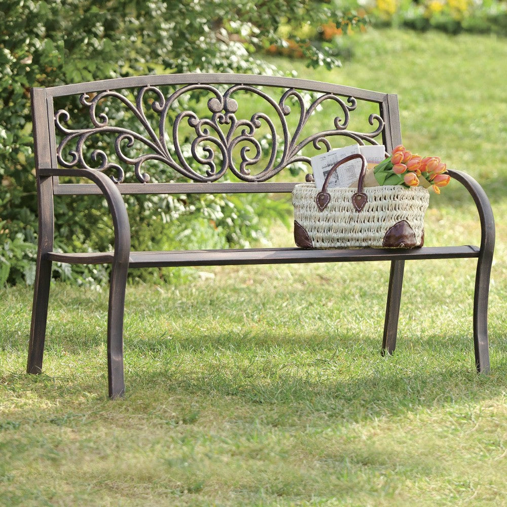 Plow & Hearth Blooming Metal Garden Bench