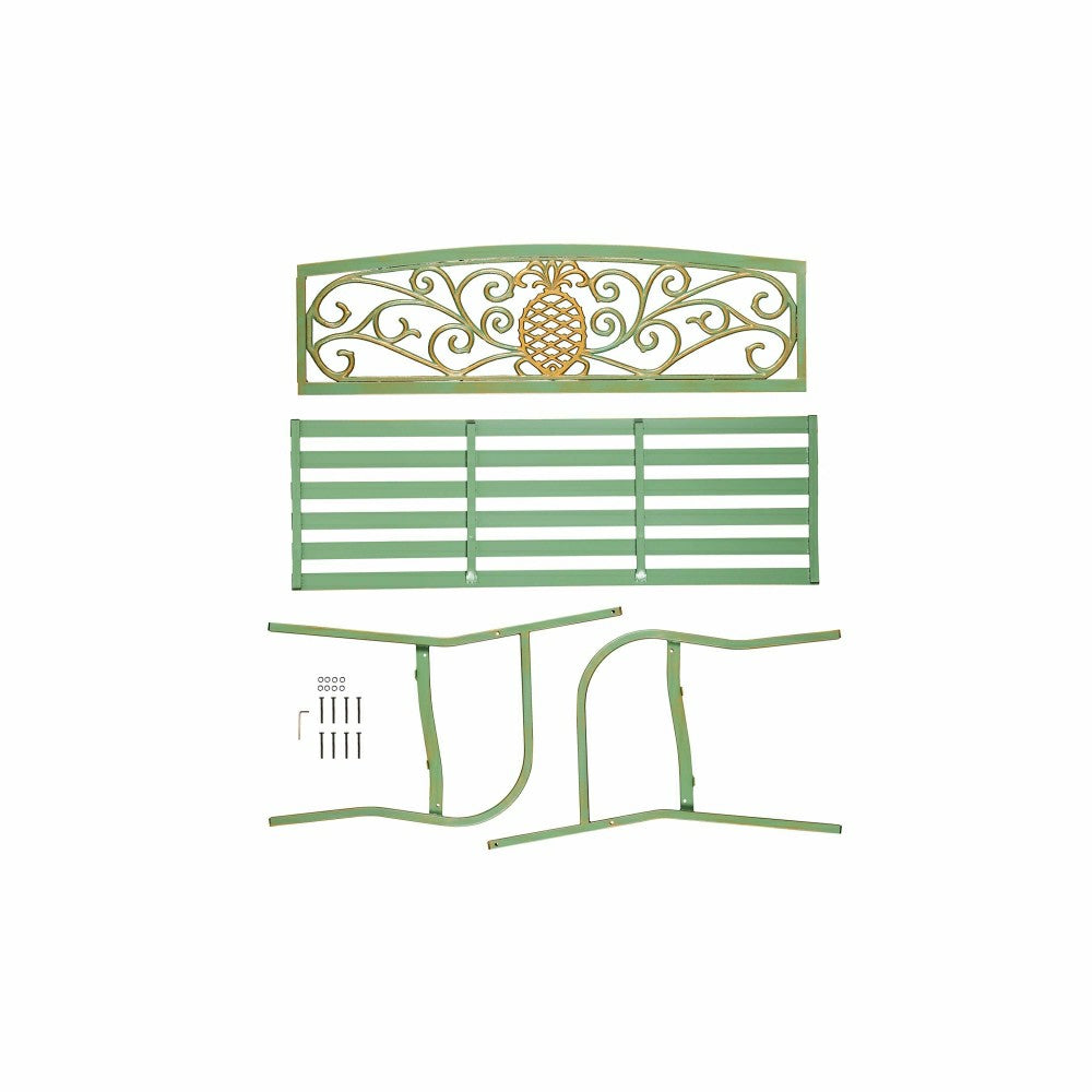 Plow & Hearth Pineapple Metal Garden Bench - Verdigris