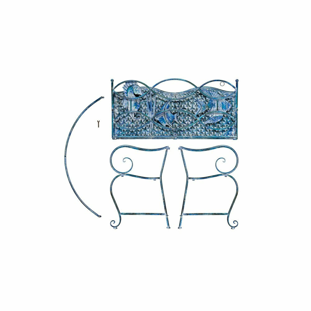 Plow & Hearth Blue Tropical Fish Metal Bench