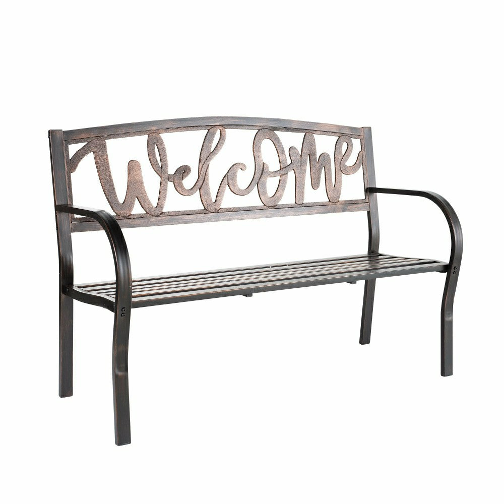 Plow & Hearth Welcome Metal Garden Bench