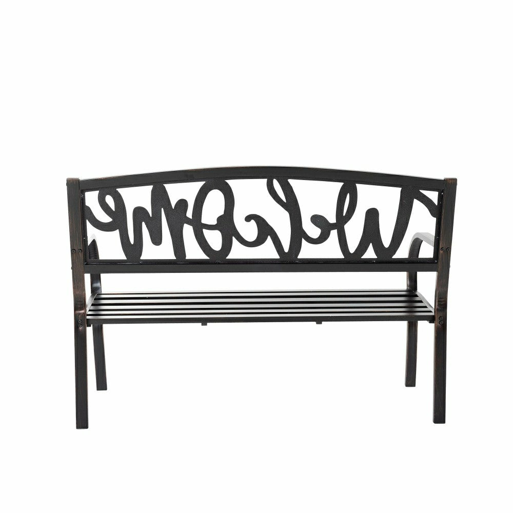 Plow & Hearth Welcome Metal Garden Bench