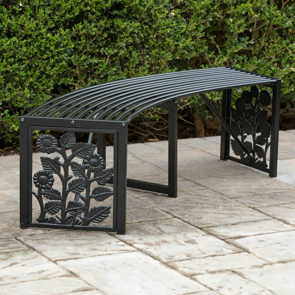 Plow & Hearth Sunflower Metal Backless Curved Garden Bench