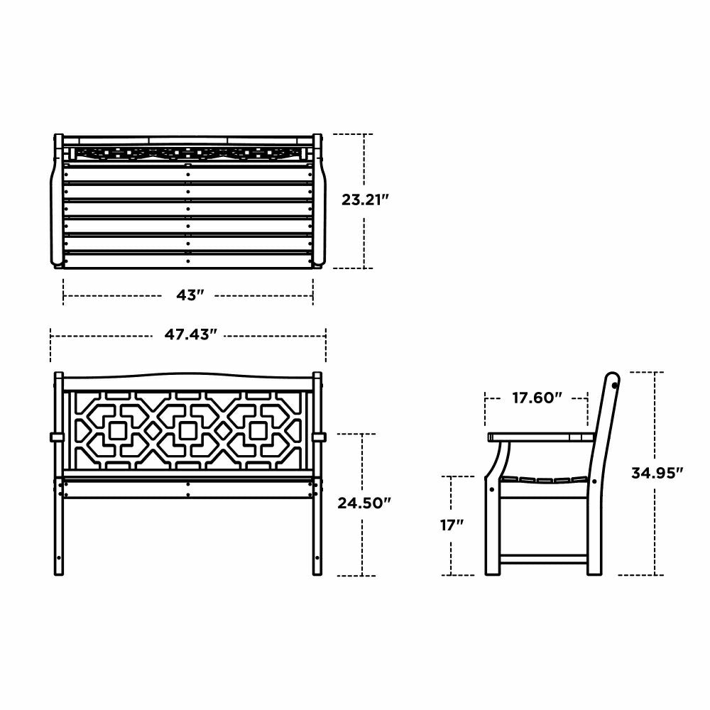 Plow & Hearth POLYWOOD® Chinoiserie Garden Bench