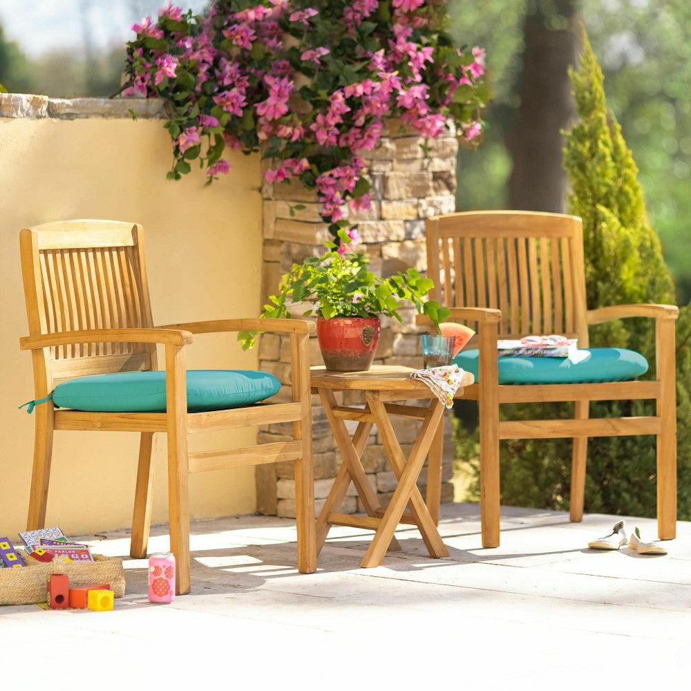 Plow & Hearth Small Round Teak Folding Side Table
