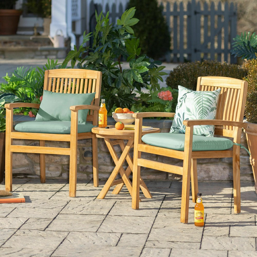 Plow & Hearth Small Round Teak Folding Side Table