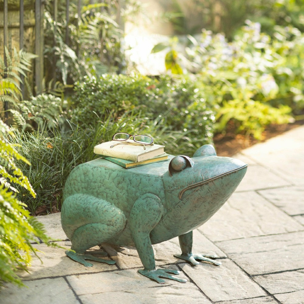 Plow & Hearth Handmade Colorful Painted Frog Metal Side Table