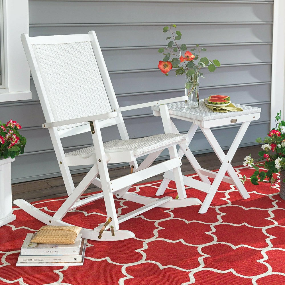 Plow & Hearth Claytor Folding Eucalyptus Outdoor Side Table