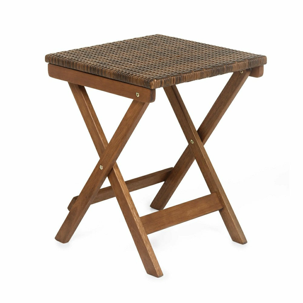 Plow & Hearth Claytor Folding Eucalyptus Outdoor Side Table