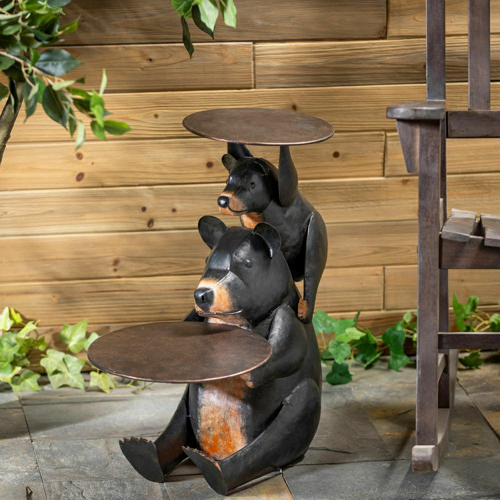 Plow & Hearth Recycled Metal Bear Table