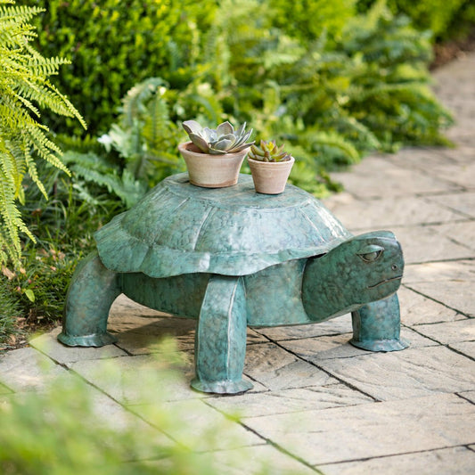 Plow & Hearth Handmade Colorful Painted Turtle Metal Side Table