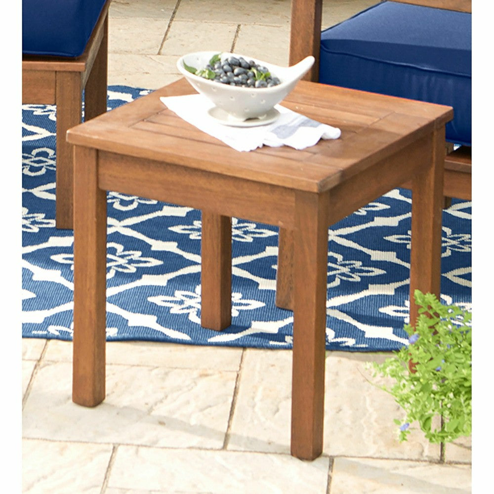 Plow & Hearth Eucalyptus Wood Side Table, Lancaster Outdoor Furniture Collection - N