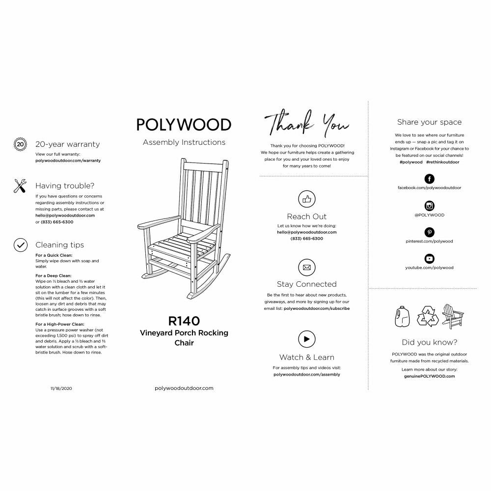 Plow & Hearth POLYWOOD® Vineyard Porch Rocking Chair