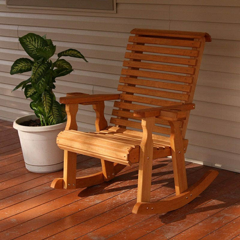 Plow & Hearth Amish Casual Heavy Duty Roll Back Wooden Outdoor Rocking Chair