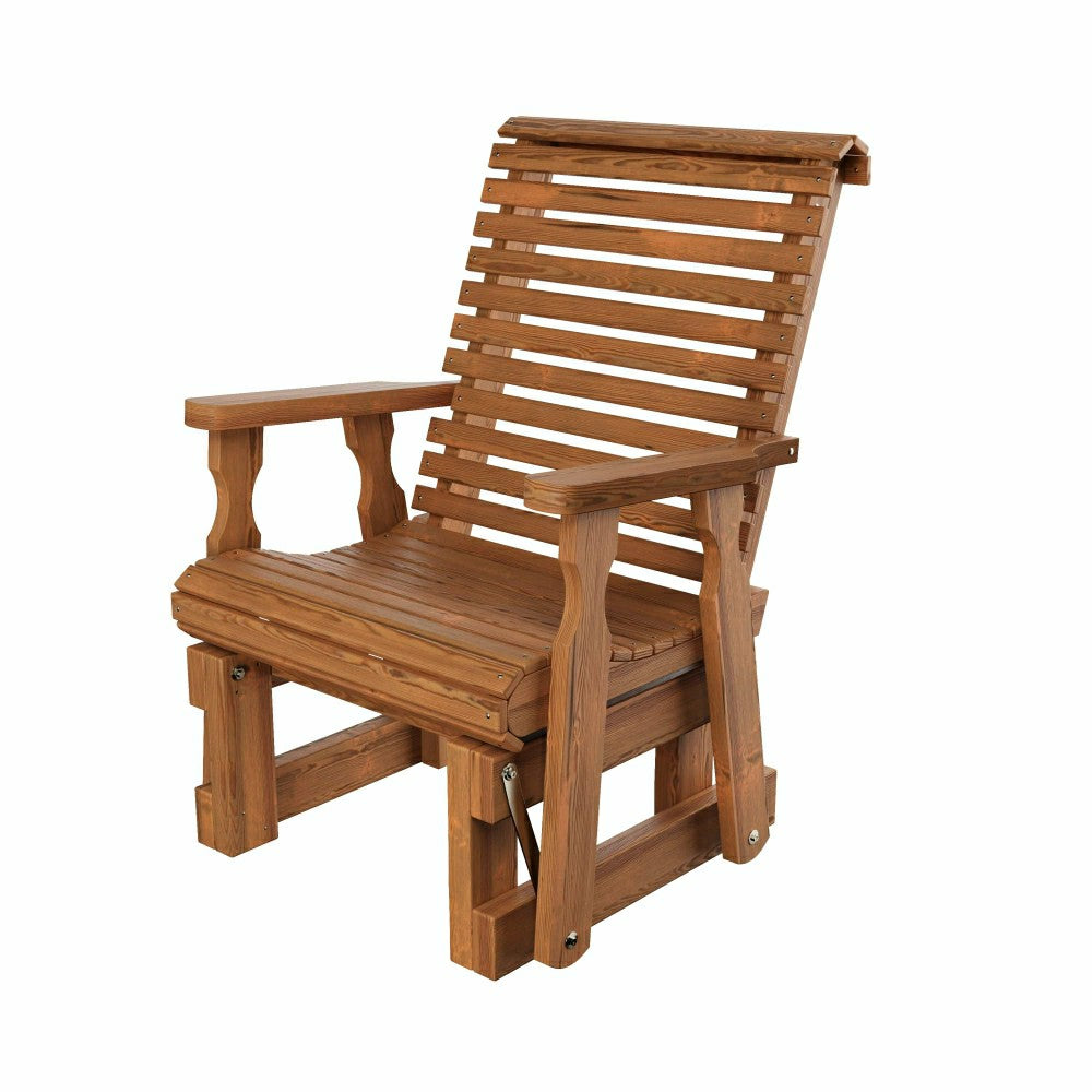 Plow & Hearth Amish Casual Heavy Duty 600 Lb High Back Roll Back Treated Glider Chai