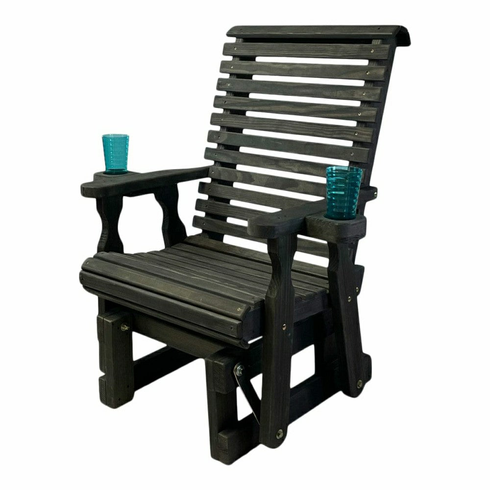 Plow & Hearth Amish Casual Heavy Duty 600 Lb High Back Roll Back Treated Glider Chai