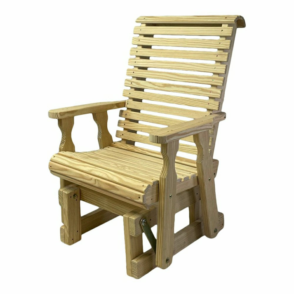 Plow & Hearth Amish Casual Heavy Duty 600 Lb High Back Roll Back Treated Glider Chai