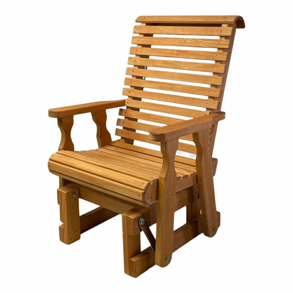 Plow & Hearth Amish Casual Heavy Duty 600 Lb High Back Roll Back Treated Glider Chai