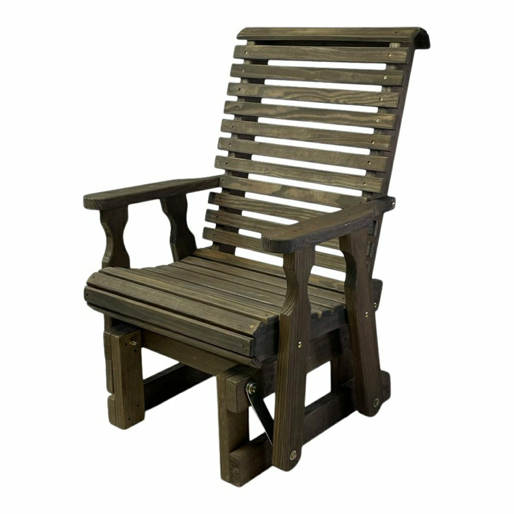 Plow & Hearth Amish Casual Heavy Duty 600 Lb High Back Roll Back Treated Glider Chai