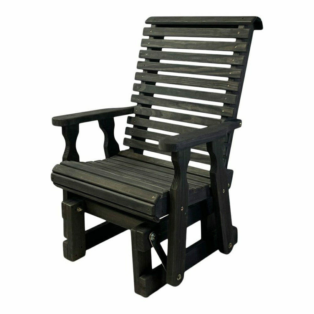 Plow & Hearth Amish Casual Heavy Duty 600 Lb High Back Roll Back Treated Glider Chai