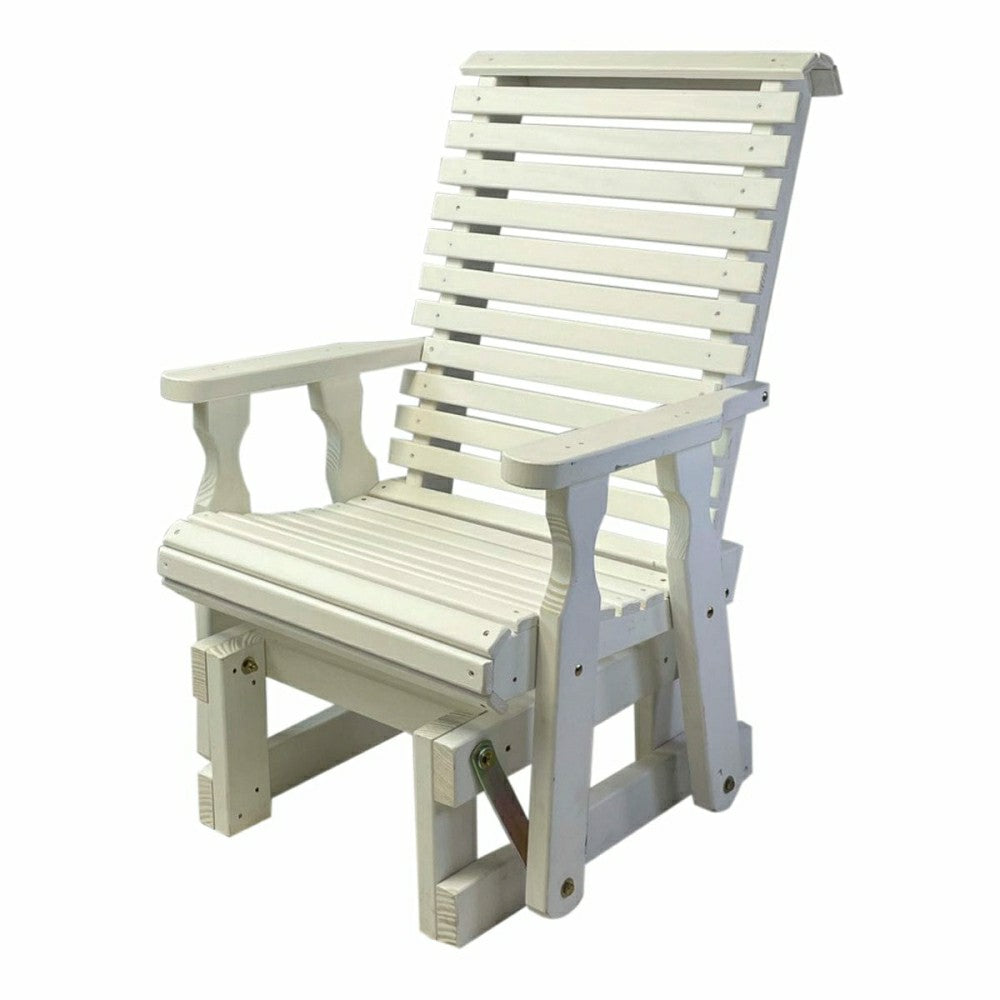 Plow & Hearth Amish Casual Heavy Duty 600 Lb High Back Roll Back Treated Glider Chai