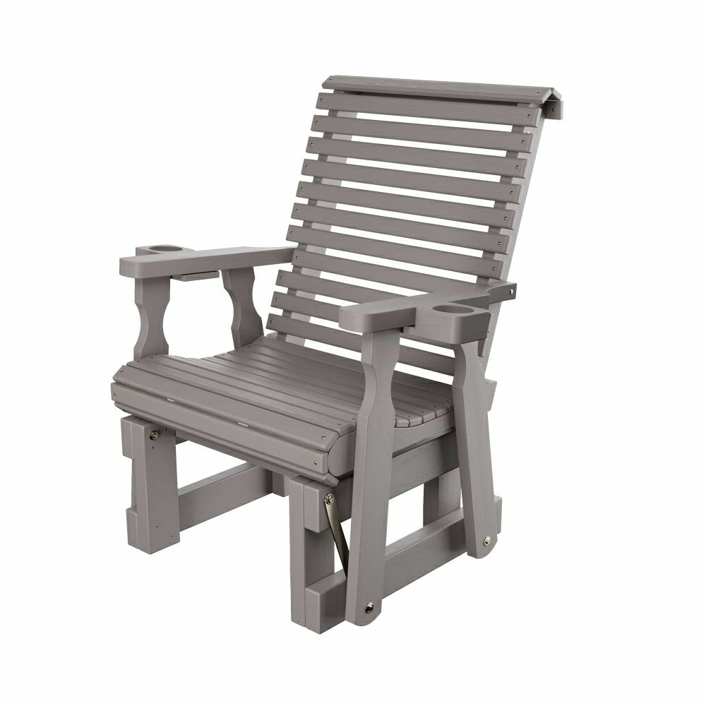 Plow & Hearth Amish Casual Heavy Duty 600 Lb High Back Roll Back Treated Glider Chai