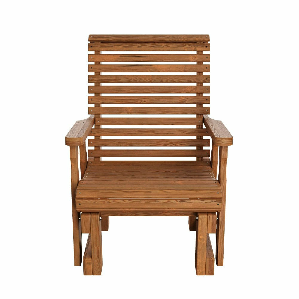 Plow & Hearth Amish Casual Heavy Duty 600 Lb High Back Roll Back Treated Glider Chai