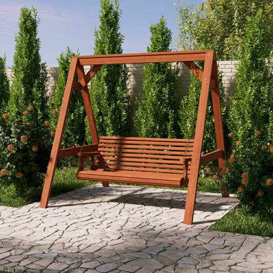 Plow & Hearth Amish Casual Heavy Duty Roll Back Swing with A-Frame Stand