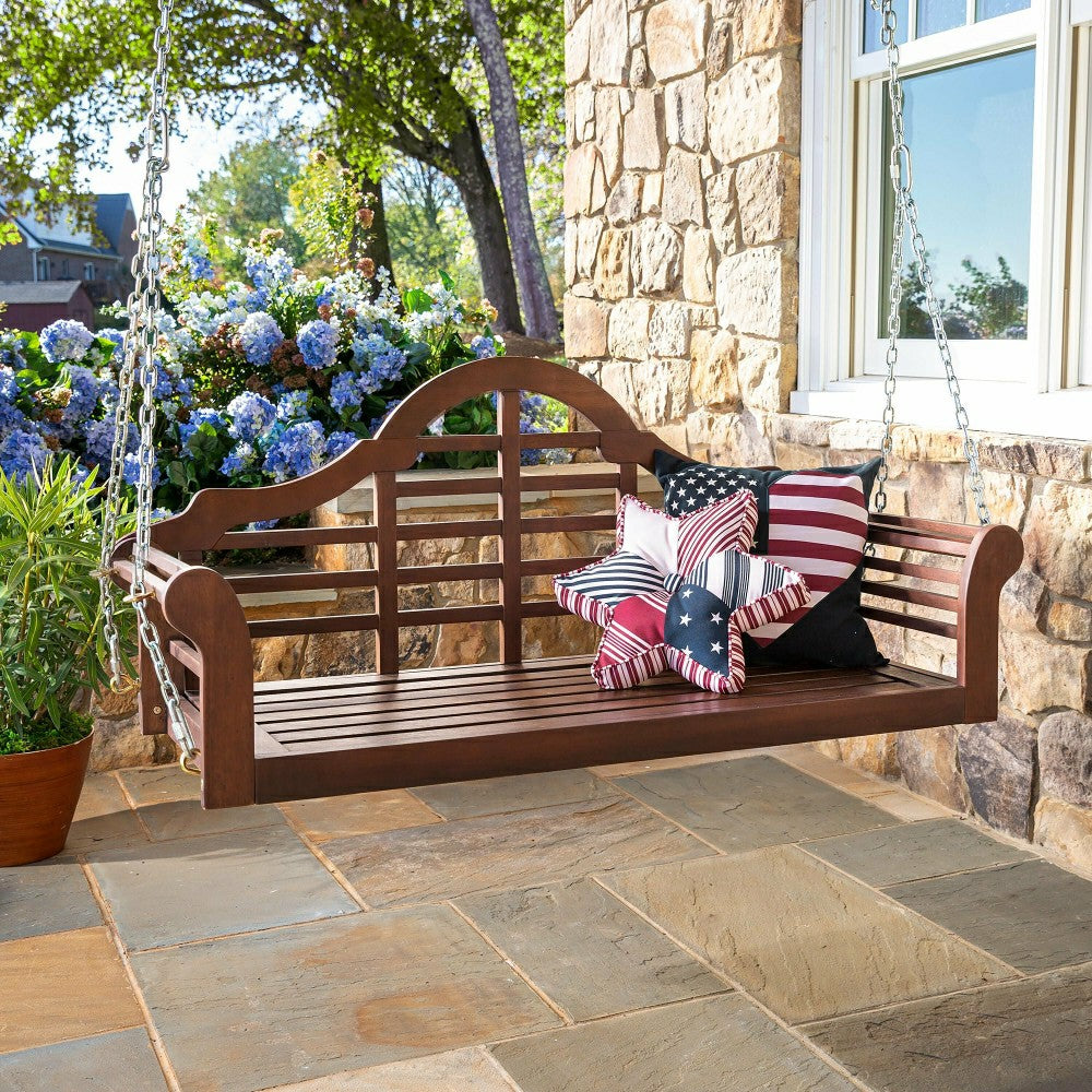 Plow & Hearth Lutyens Eucalyptus Wood Porch Swing, Natural