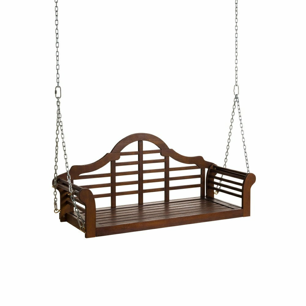 Plow & Hearth Lutyens Eucalyptus Wood Porch Swing, Natural