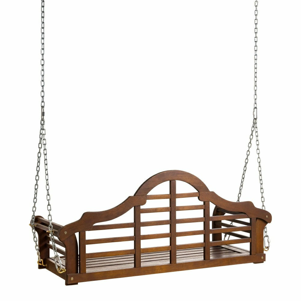 Plow & Hearth Lutyens Eucalyptus Wood Porch Swing, Natural