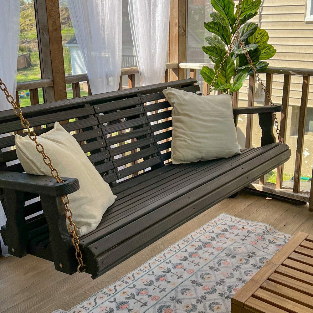 Plow & Hearth Porchgate Amish Heavy Duty Rollback Console Porch Swing