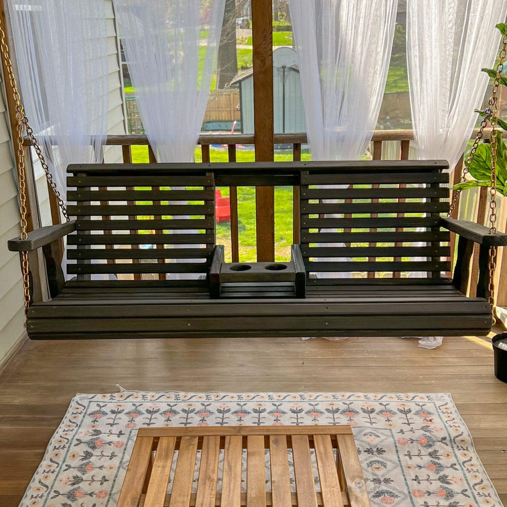 Plow & Hearth Porchgate Amish Heavy Duty Rollback Console Porch Swing