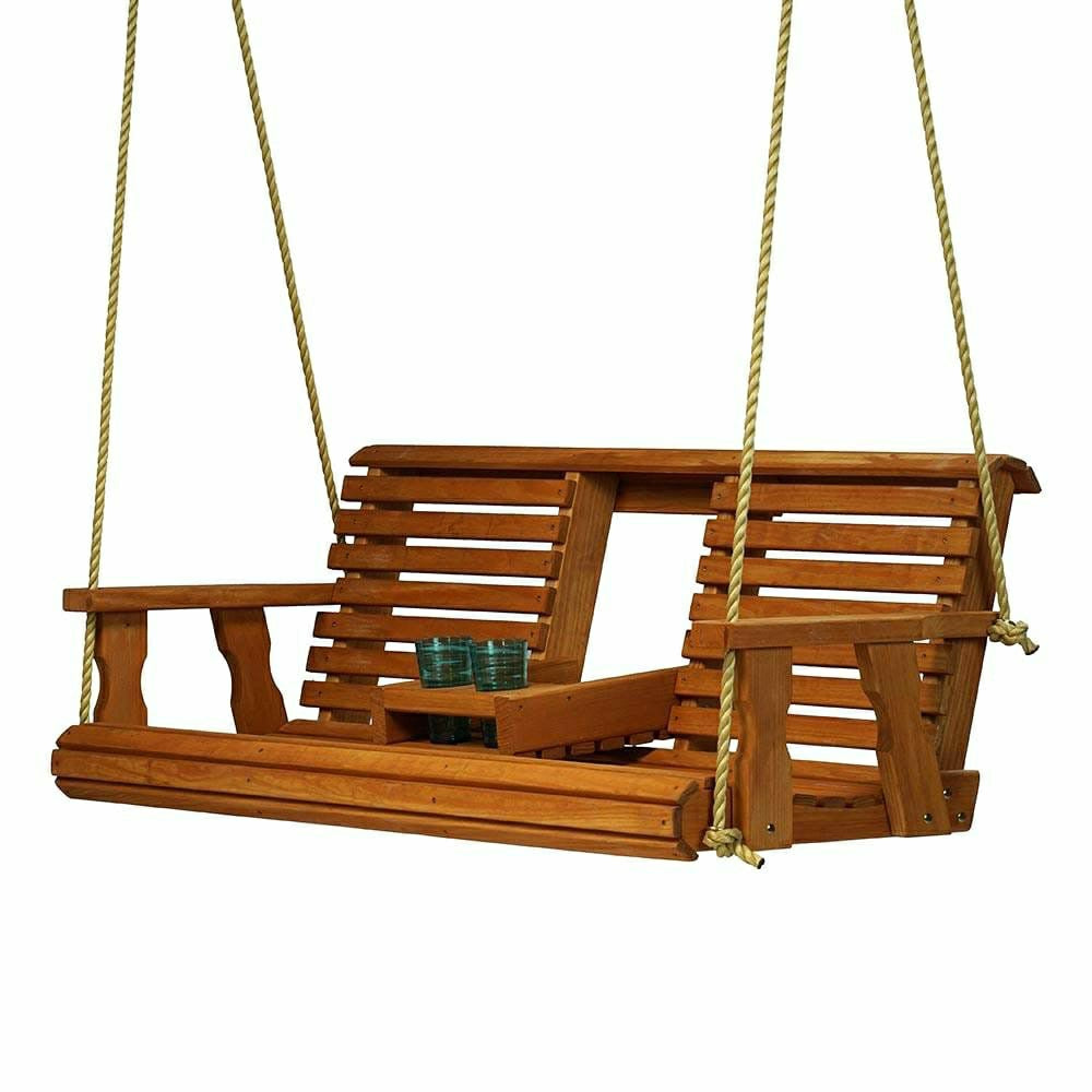 Plow & Hearth Porchgate Amish Heavy Duty Rollback Console Porch Swing