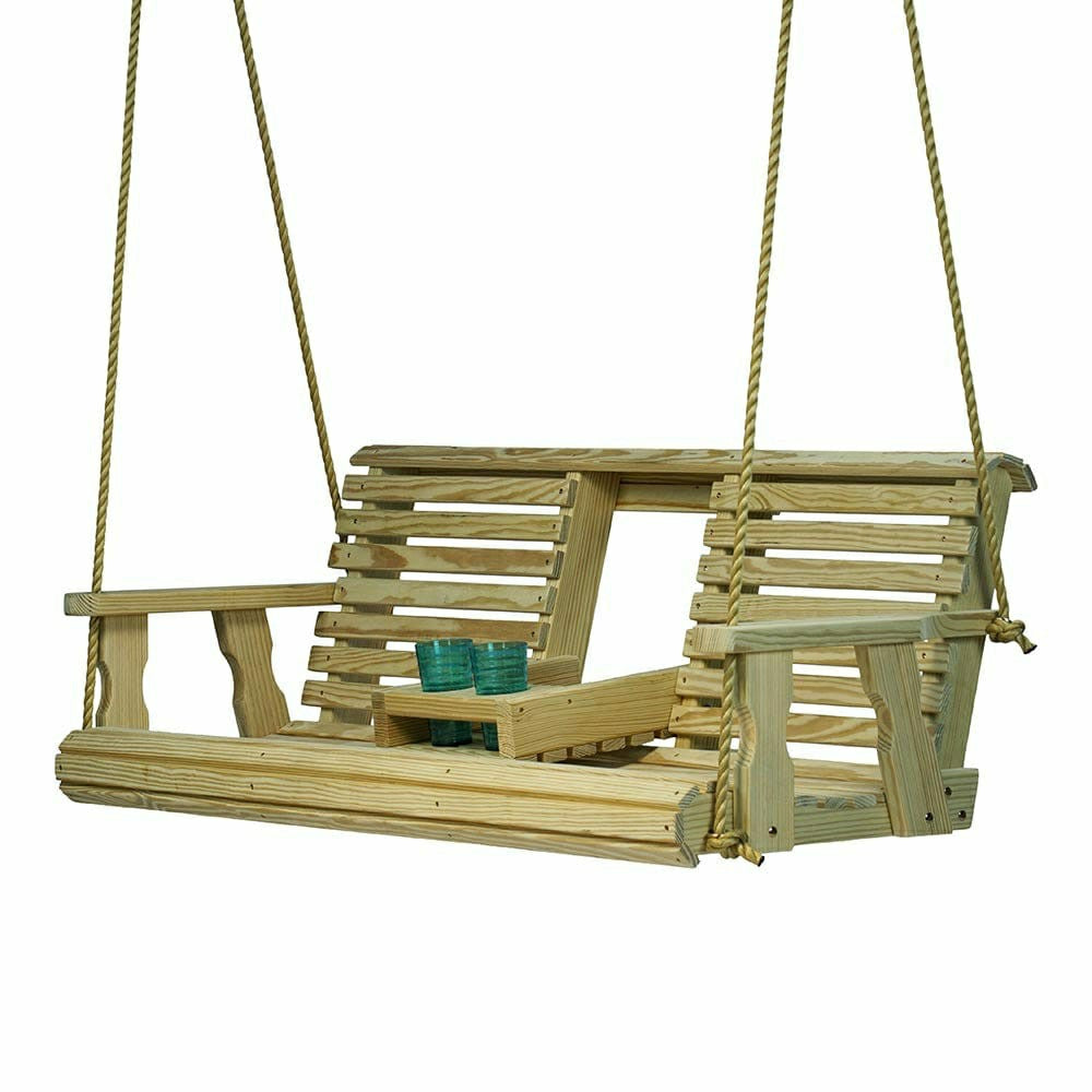 Plow & Hearth Porchgate Amish Heavy Duty Rollback Console Porch Swing