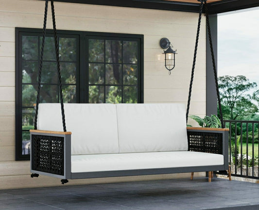 Plow & Hearth East Green Linden Porch Swing With Cushions