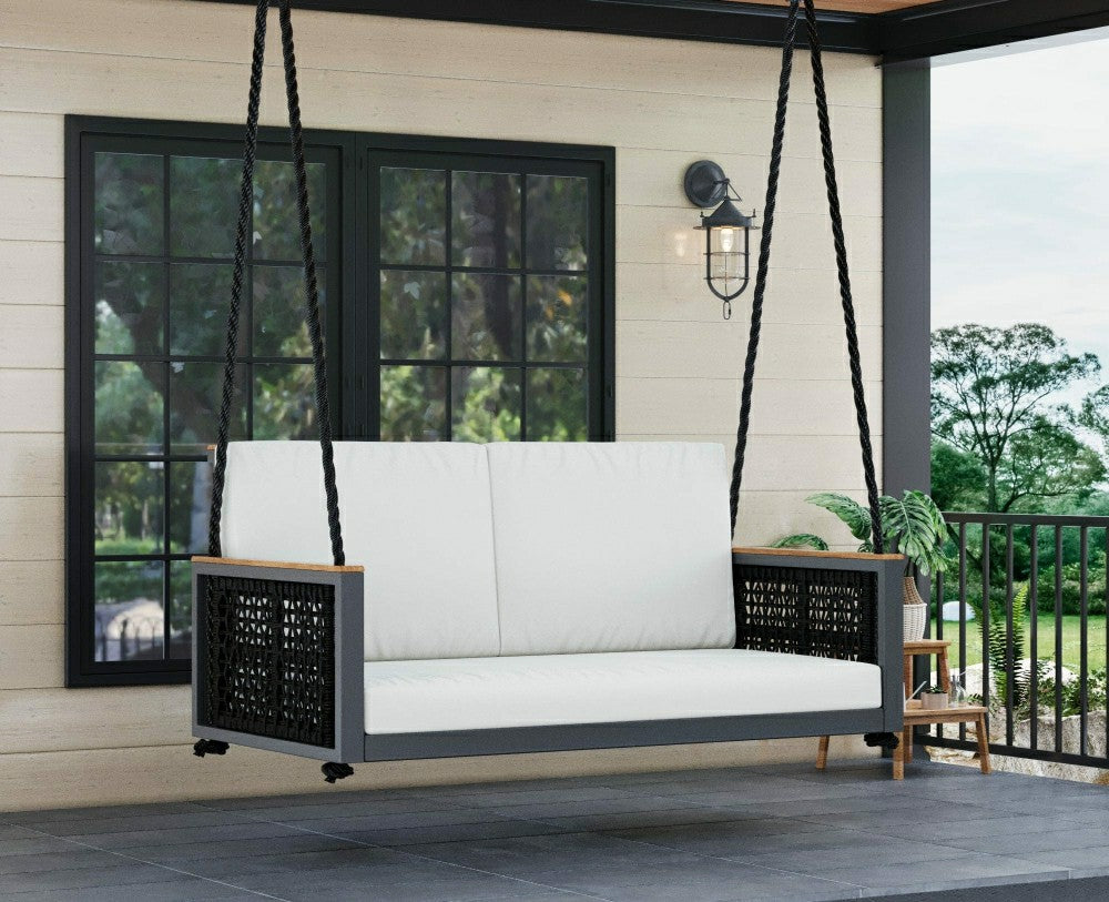 Plow & Hearth East Green Linden Porch Swing With Cushions