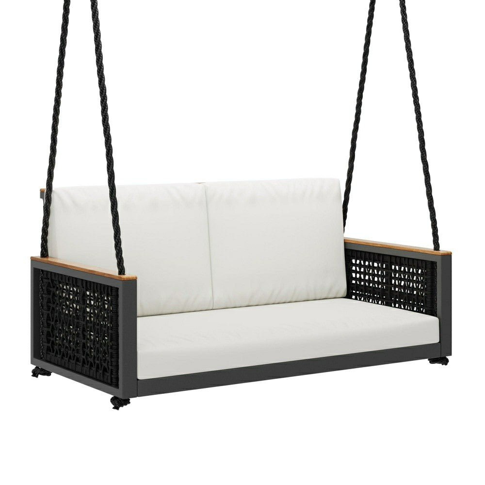Plow & Hearth East Green Linden Porch Swing With Cushions