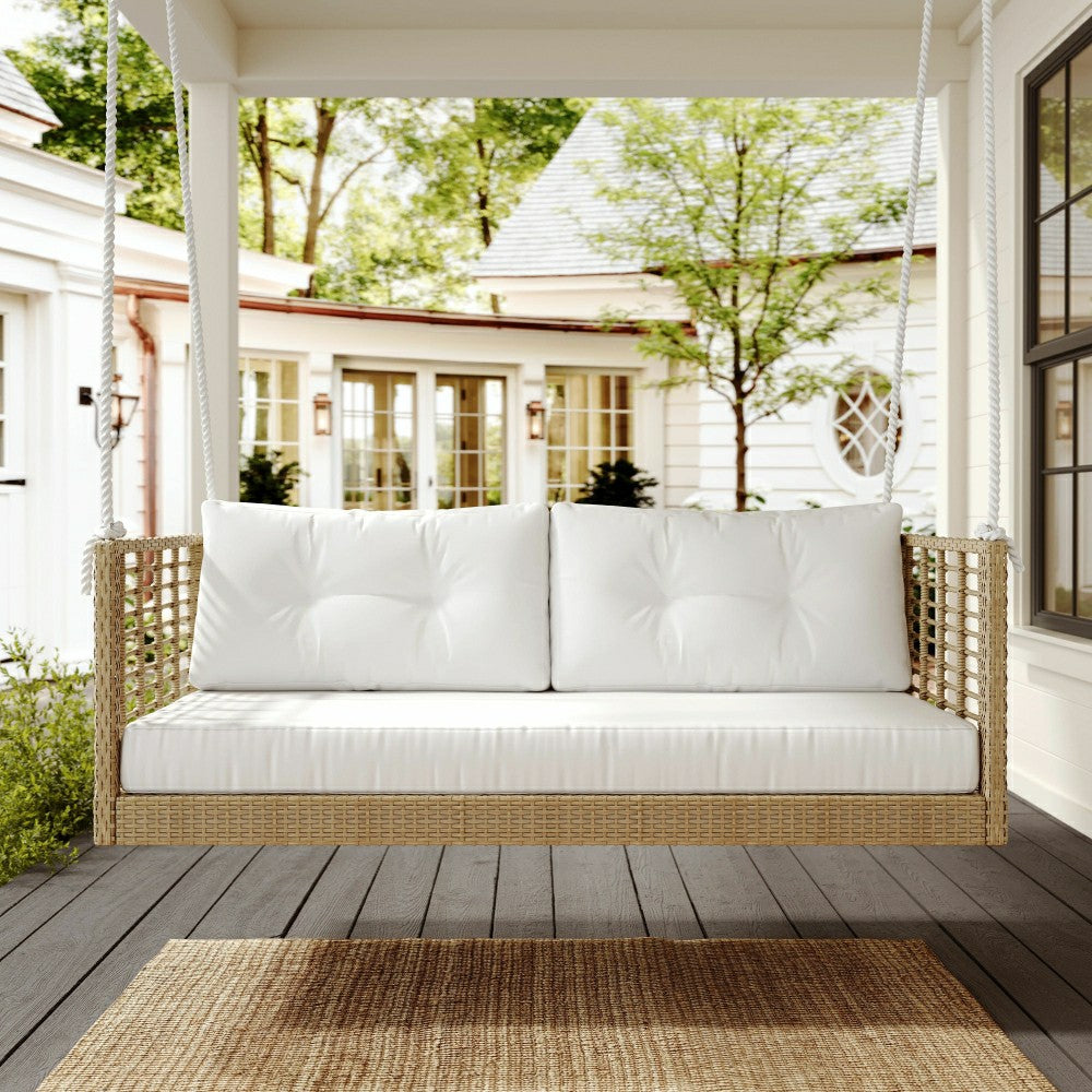 Plow & Hearth East Green Millie Love Seat Porch Swing with Cushions