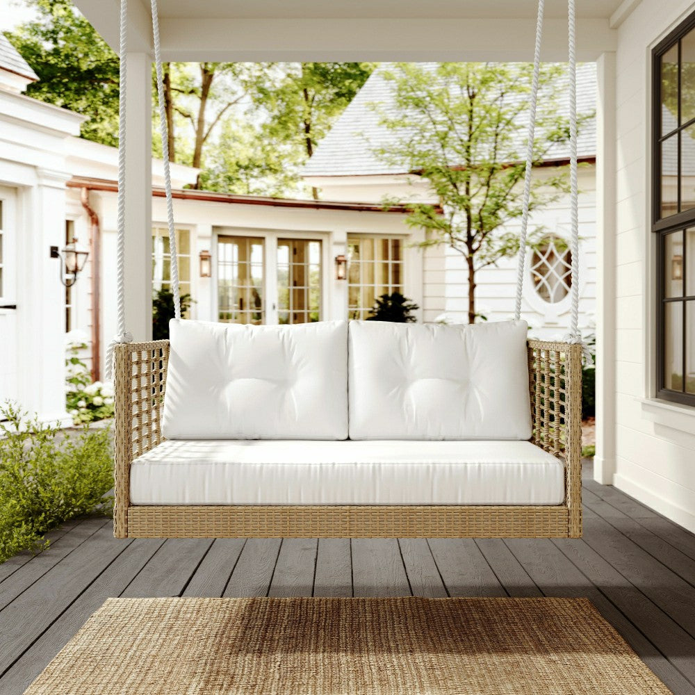 Plow & Hearth East Green Millie Love Seat Porch Swing with Cushions