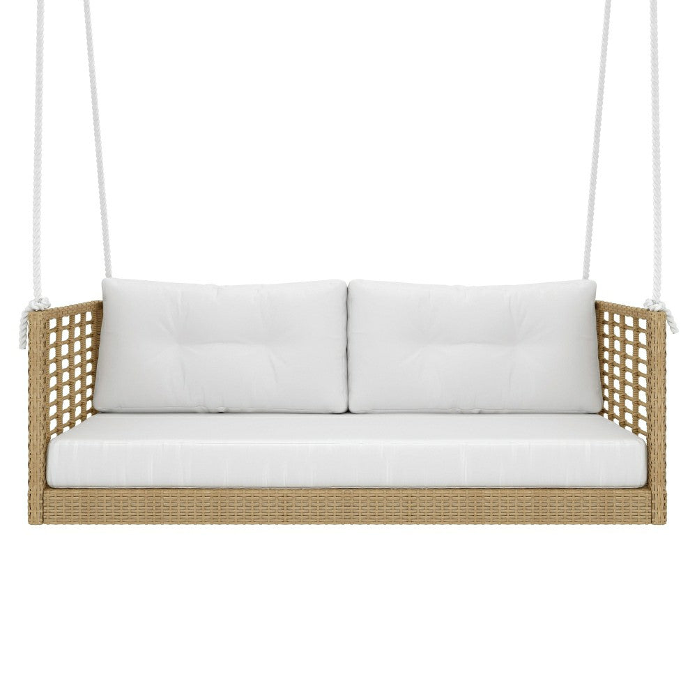 Plow & Hearth East Green Millie Love Seat Porch Swing with Cushions