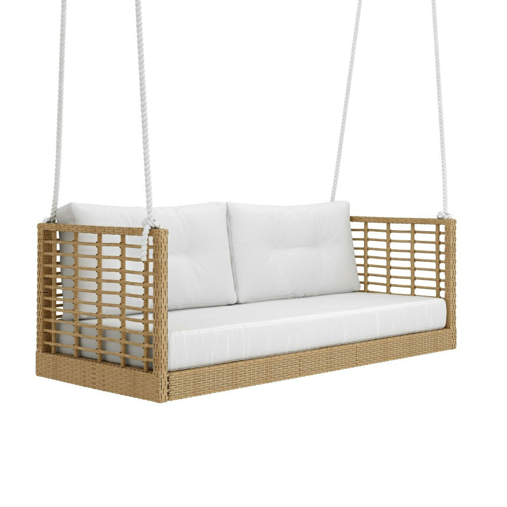 Plow & Hearth East Green Millie Love Seat Porch Swing with Cushions