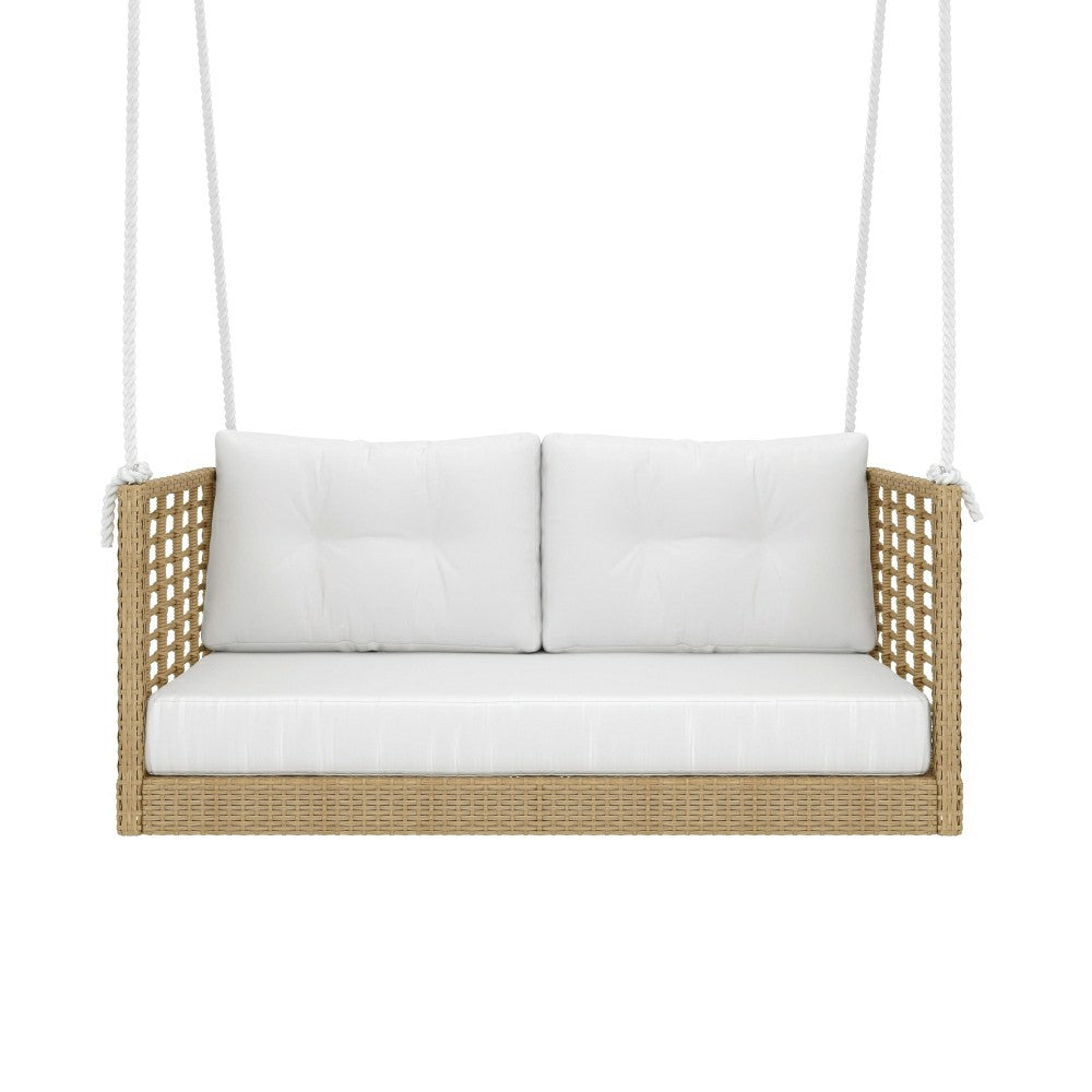 Plow & Hearth East Green Millie Love Seat Porch Swing with Cushions