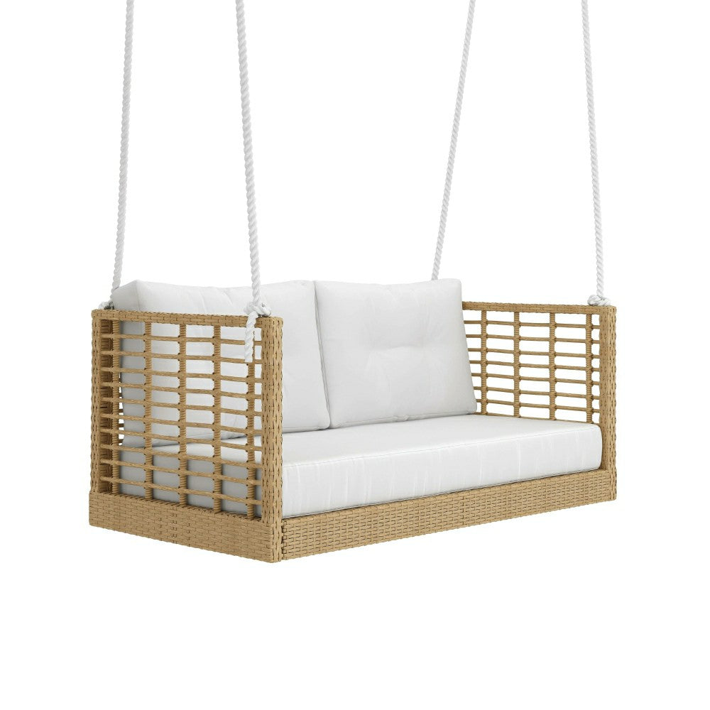 Plow & Hearth East Green Millie Love Seat Porch Swing with Cushions