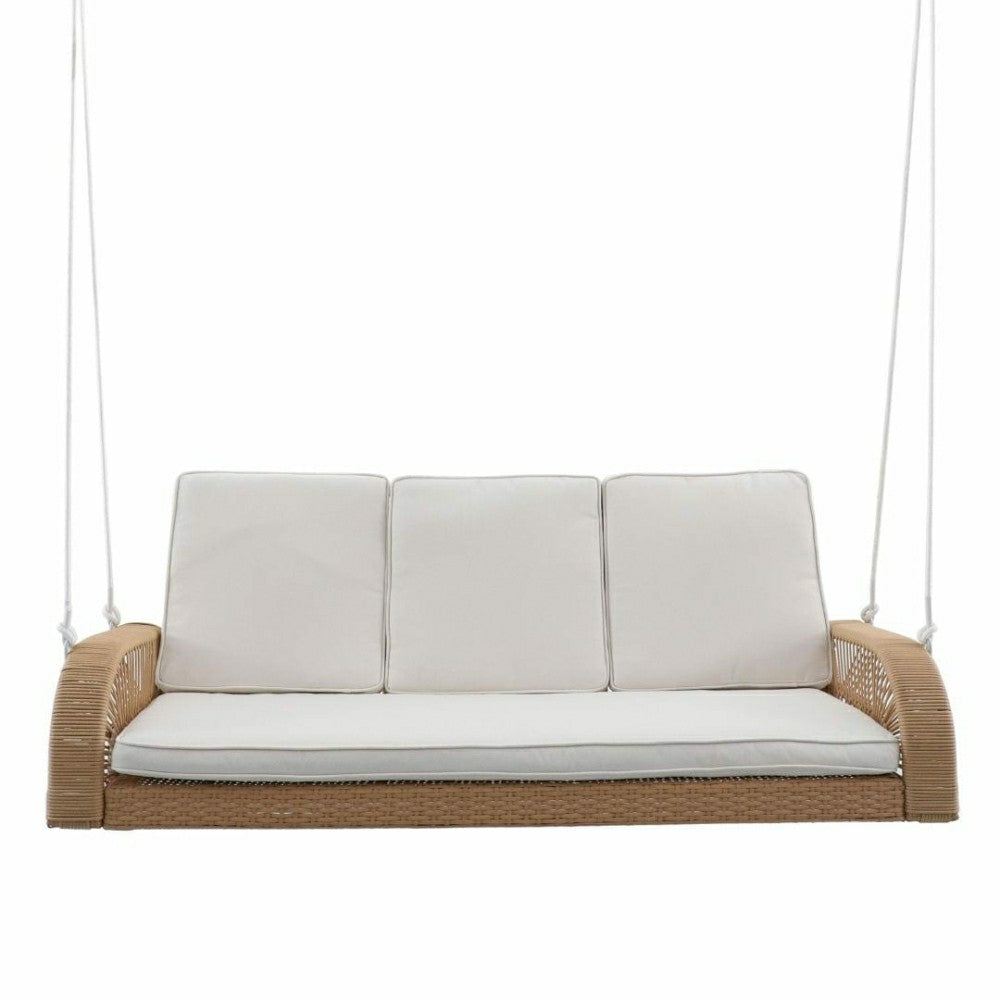 Plow & Hearth East Green Lucca Wicker Porch Swing with Cushions