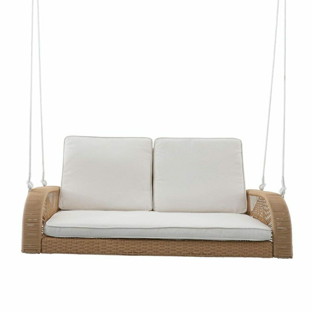 Plow & Hearth East Green Lucca Wicker Porch Swing with Cushions