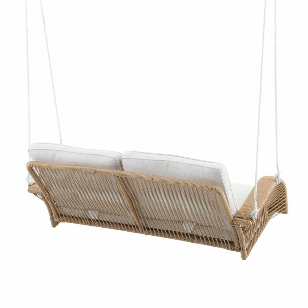 Plow & Hearth East Green Lucca Wicker Porch Swing with Cushions
