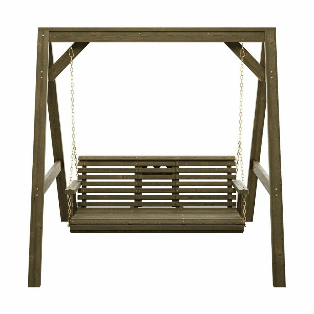 Plow & Hearth Amish Casual Console Porch Swing with A-Frame Stand