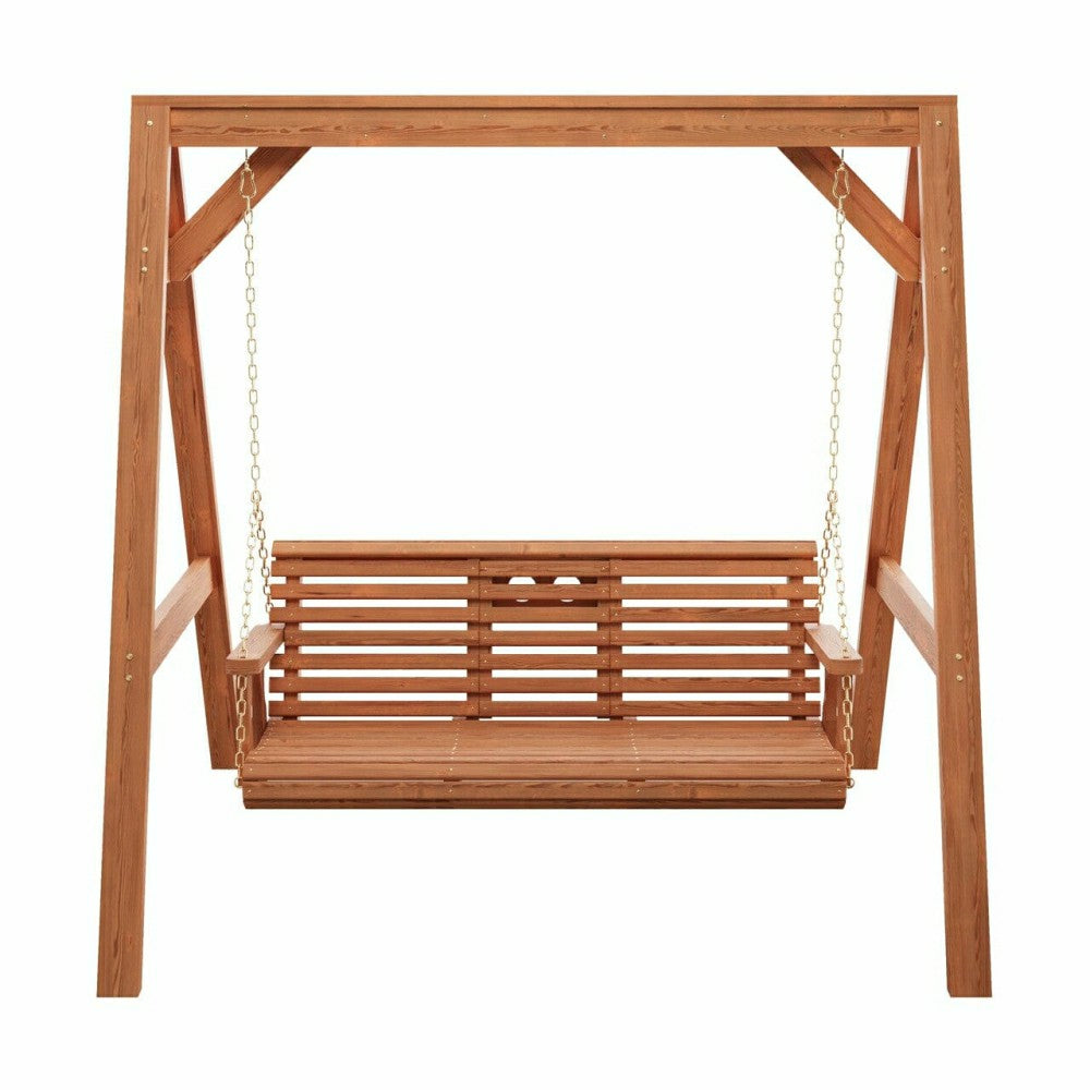 Plow & Hearth Amish Casual Console Porch Swing with A-Frame Stand